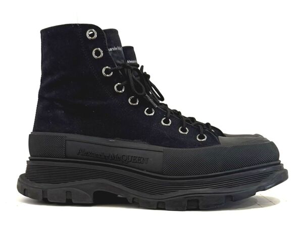Alexander McQueen Canvas High Top Boots Black Lug Sole Sneakers EU 43.5 Designer main image 11